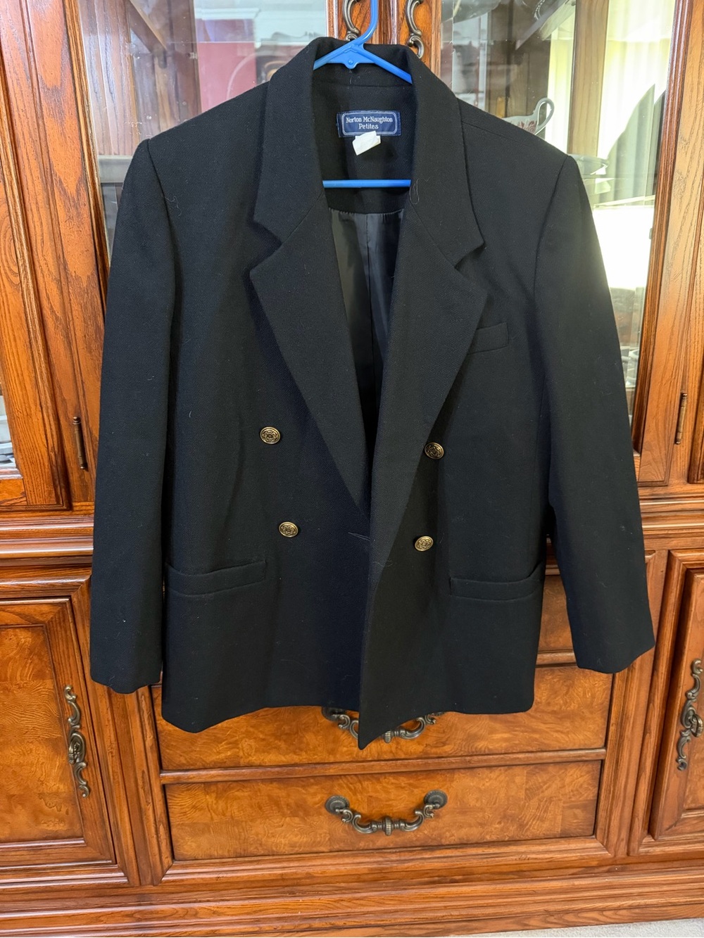 Vintage Norton McNaughton Black Double-Breasted Blazer with Gold Buttons & Pants